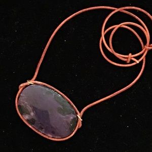 Nice Leather-wrapped Purple & Black Chariolite Oval Substantial but not too much